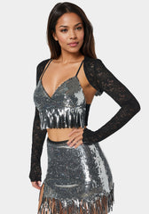 Lace Shrug And Sequins Cami