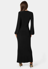 Poet Sleeve Tie Neck Maxi Dress