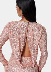 Sequin Cowl Back Midi Dress
