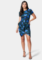 Printed Cap Sleeve Layer Dress