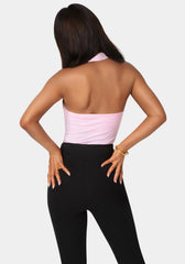 Bebe Logo Halter Neck Rib Tank