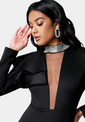 Dramatic Ruffle Plunge Dress