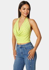 Halter Drape Embellished Top