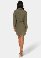 Faux Suede Moto Dress