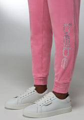 Rhinestone Detail Velour Jogger