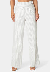 Tailored Pinstripe Straight Wide Leg Pant