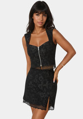 Floral Jacquard Corset Top