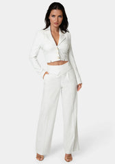 Tailored Pinstripe Straight Wide Leg Pant