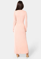 Long Sleeve Open Neck Slinky Maxi Dress
