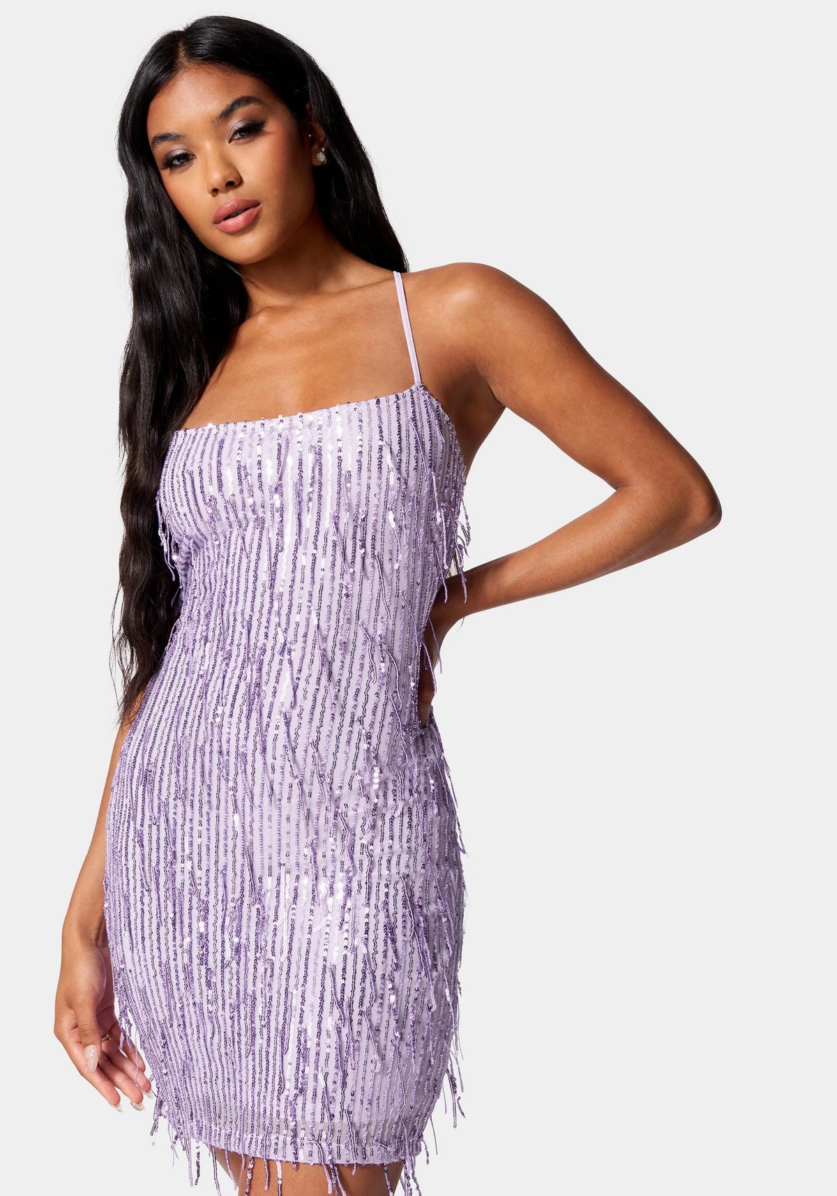 Sequin Lace Up Back Dress