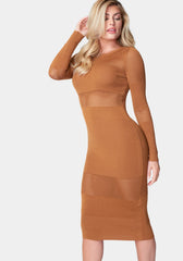 Pointelle Panel Midi Dress