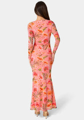 Long Sleeve Mesh Maxi Dress
