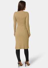 Long Body Side Slit Lurex Sweater Top