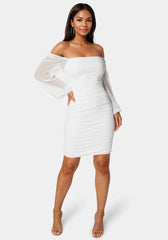 Blouson Sleeve Ruched Mini Dress