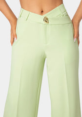 High Waist Overlap Wide Leg Pant
