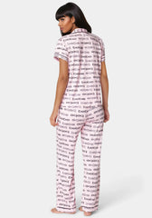 Printed Notch Collar Pant Set
