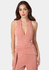 Slinky Drop Waist Halter Jumpsuit
