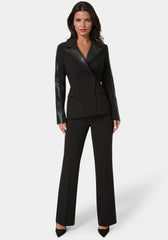 Tailored Vegan Leather Combo Blazer