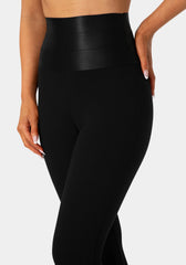 High Waist Satin Elastic Capri Legging