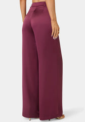 High Waist Ultra Wide Leg Satin Pant