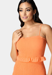 Smocked Ruffle Mini Dress