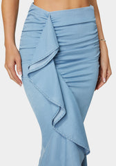 Front Cascade Tencel Midi Skirt