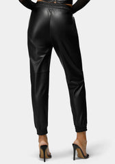 Natural Waist Vegan Leather Jogger