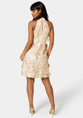 Floral Embroidered Halter Swing Dress