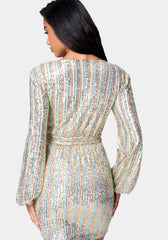 Sequin Tie Front Dress